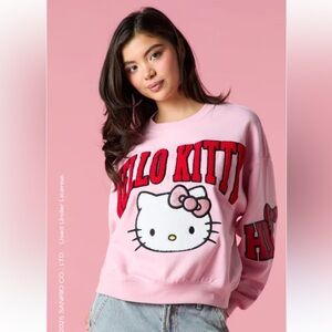HELLO KITTY SANRIO Pink Crew Neck Pullover Graphic Sweater Women’s Size Medium